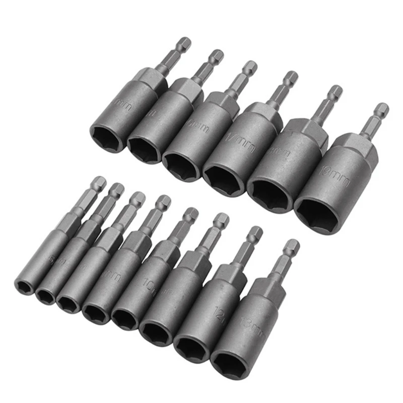 ipiip 6-19mm Impact Socket Adapter 80mm Length Socket Power Driver Drill Bit Set