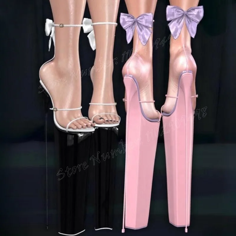 

Pink Bow Knot Decor Platform Sandals Slip On Open Toe Shoes for Women Extreme Stiletto High Heels Shoes 2024 Zapatos Para Mujere