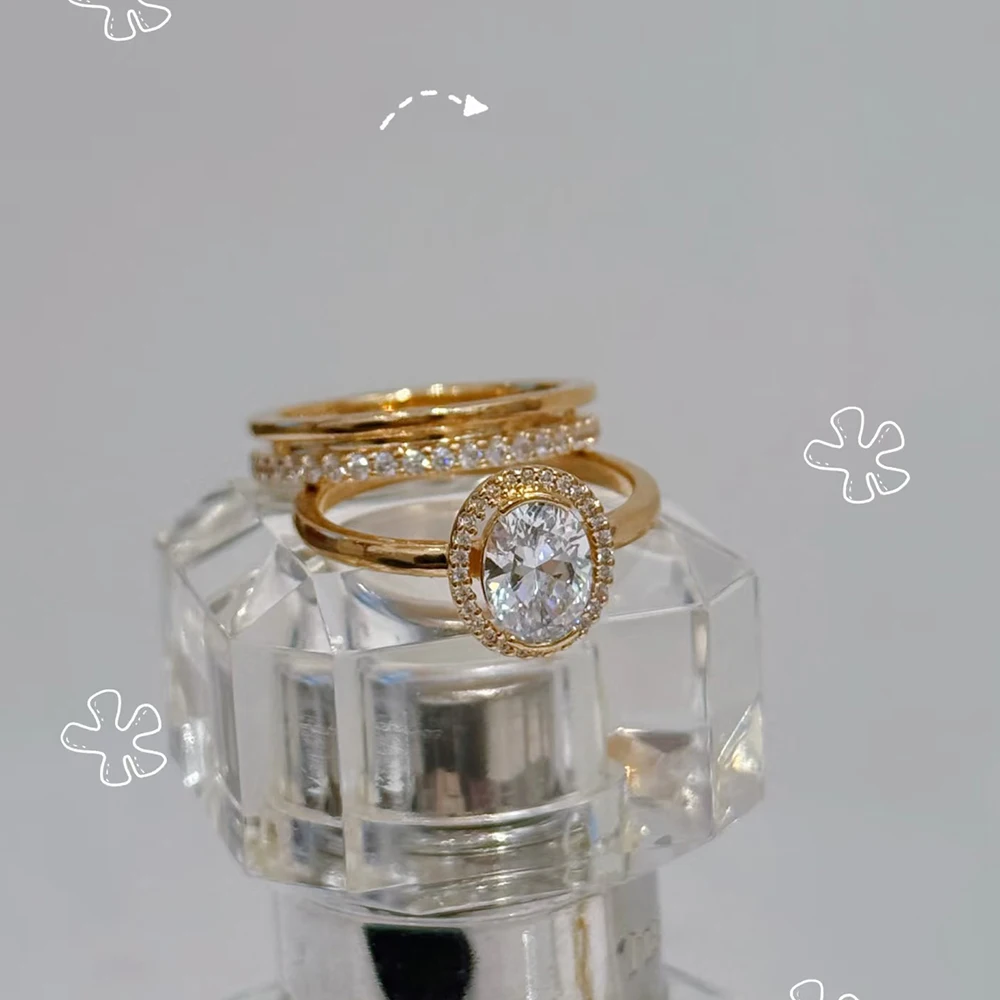 جديد الذهبي 925 فضة منحني عادي ولانهائي الحب والبيضاوي الساطع حلقة مزدوجة رومانسية زوجين تاريخ مجوهرات هدية