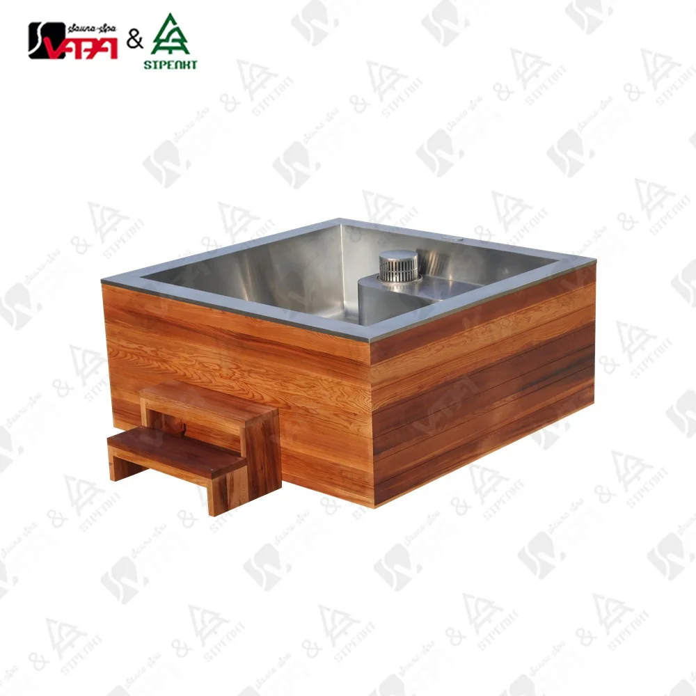 Electric Hot Tub Pump Filter 50mins Fast Heating 304 Stainless Steel Liner Red Cedar Eco-Friendly Hotel Outdoor Spa