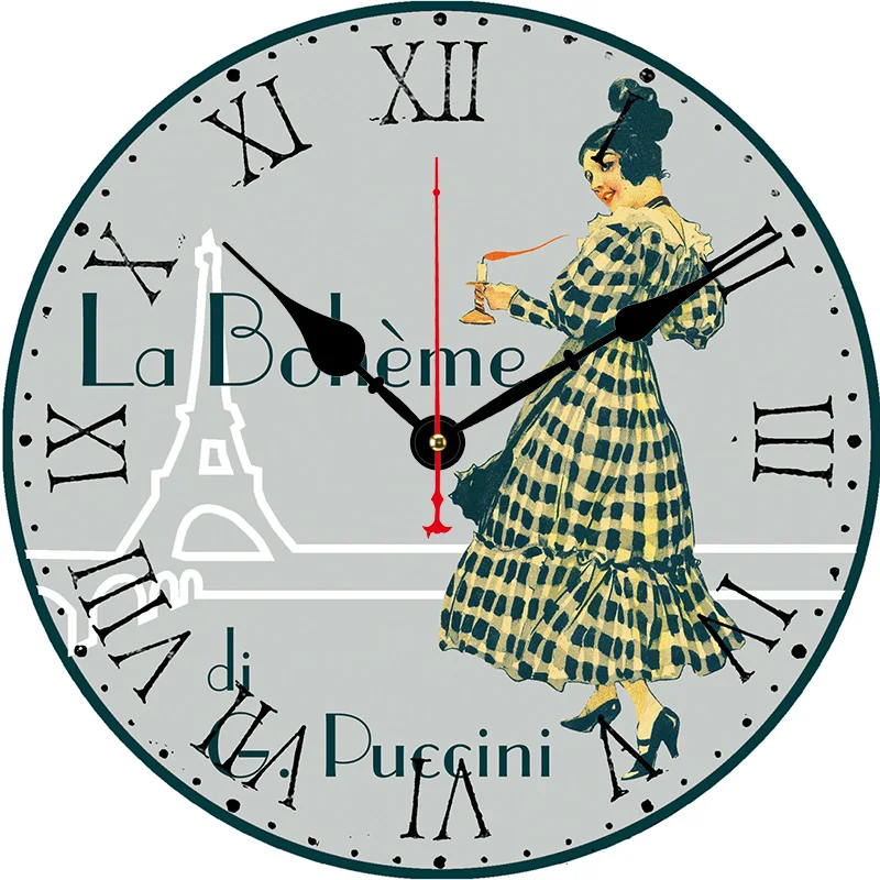 Reloj de pared redondo Retro a la moda para mujer, sala de estar, dormitorio, cocina, decoración del hogar, reloj de pared, reloj de cuarzo silencioso, artículos de decoración del hogar