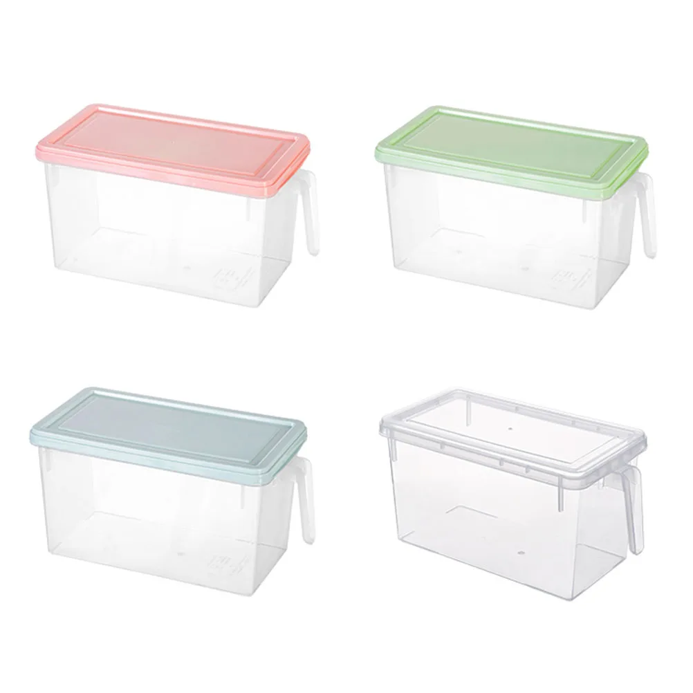 

Food Storage Box Refrigerator Crisper Container Lid Transparent Handle Stackable Fridge Organizer Fruit Veggie