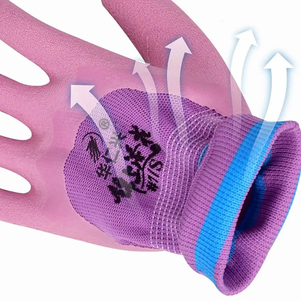 Latex Working Gloves Tool 15 Needles Pink Rubber Coated Glove Breathable Flexible Protective Mittens Female