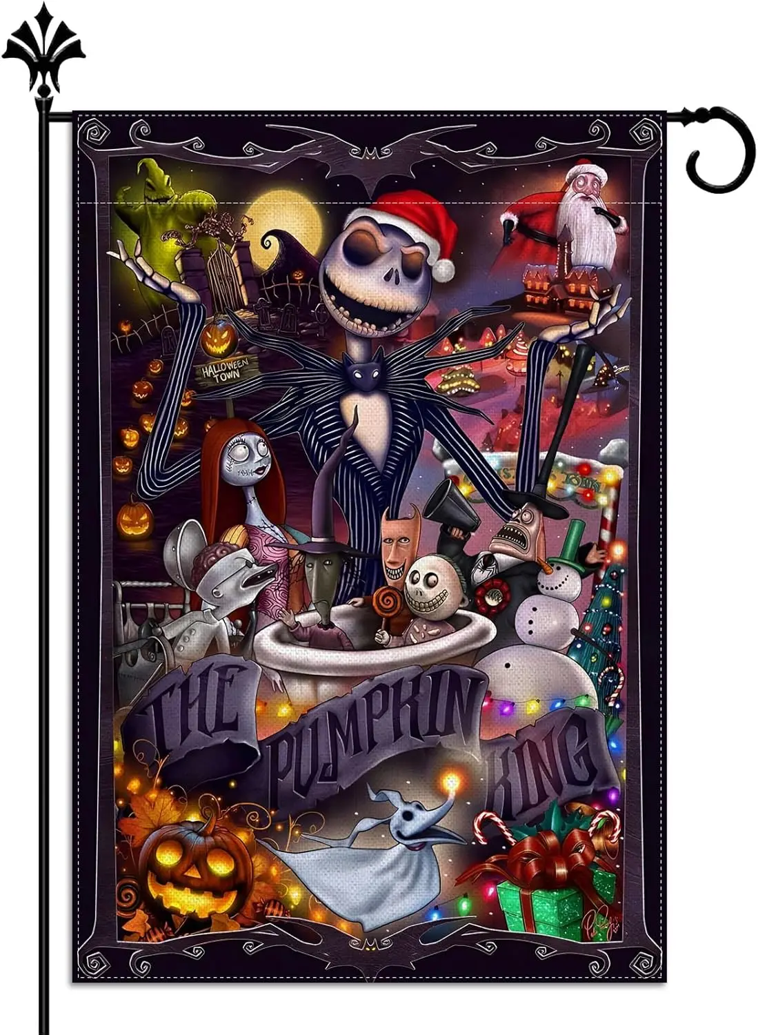 Vohado Nightmare Before Christmas Garden Flag Pumpkin Xmas Holiday Party Decoration Double Sized Yard Sign Outdoor Decor