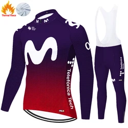 2024 movistar Winter Thermal Fleece bretele ciclismo masculino cycling jersey велоформа мужская maillot velo homme 자전거 의류 자전거바지