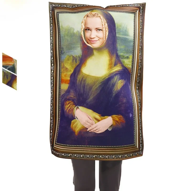 

Cosplay Funny Mona Lisa Mural Costumes Props for Adult Unisex Sponge Jumpsuit Halloween Classic Carnival Fancy Dress Up Party
