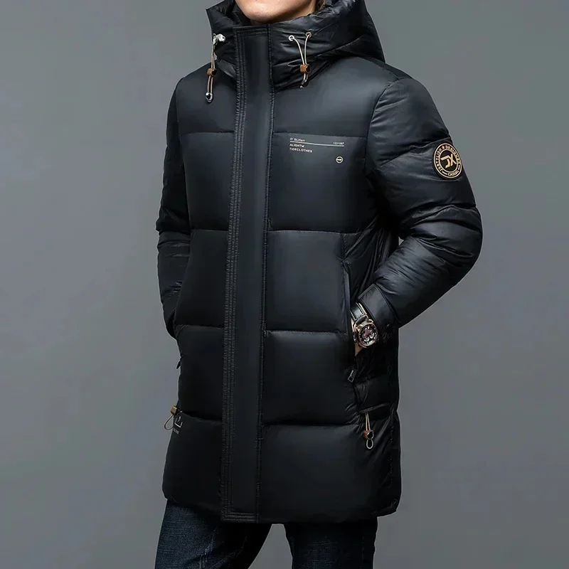 Cozok Kapuze Herren Winter Daunen jacke Designer Kleidung Männer Luxus Ente leichte Polsterung gepolstert langen Mantel