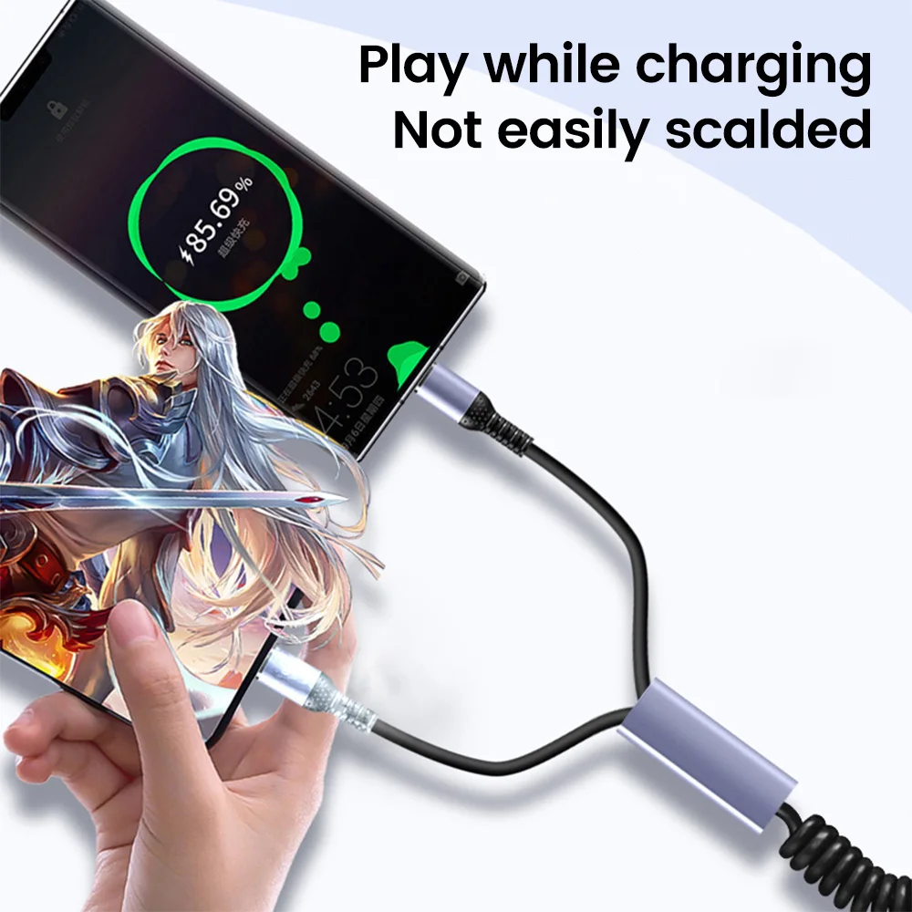 2 in 1スプリングデータケーブル,iPhone,Xiaomi,Huawei,Samsung,車用の急速充電器,USB-c/マイクロ,6a, 1.8m