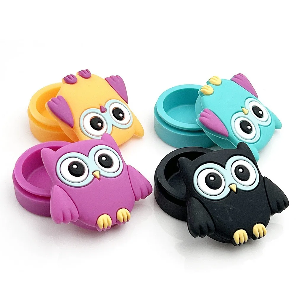 11ML Cartoon Owl Shape Silicone Storage Box Non Stick Oil Container Smoking Accessories