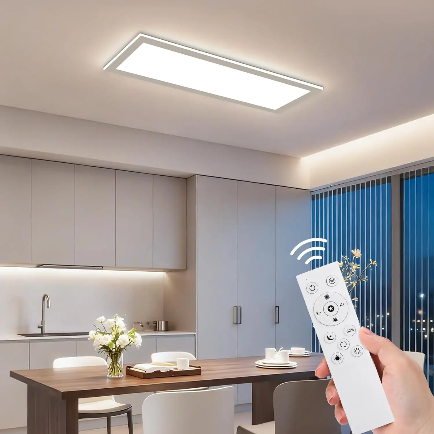 24W LED-Deckenleuchte mit Fernbedienung, dimmbare 3000K-6500K Panel-Lampe für Schlafzimmer, Arbeitszimmer, Wohnzimmer
