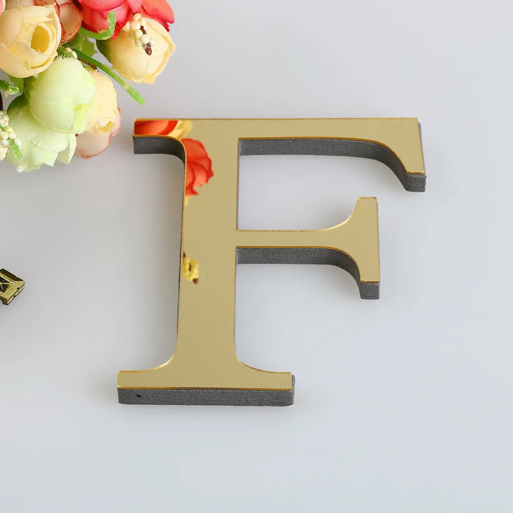 3D Letter Mirror Wall Sticker English Letters Acrylic Mirror Wall Sticker Golden Alphabet Poster Bedroom Festival Party Decor view 5