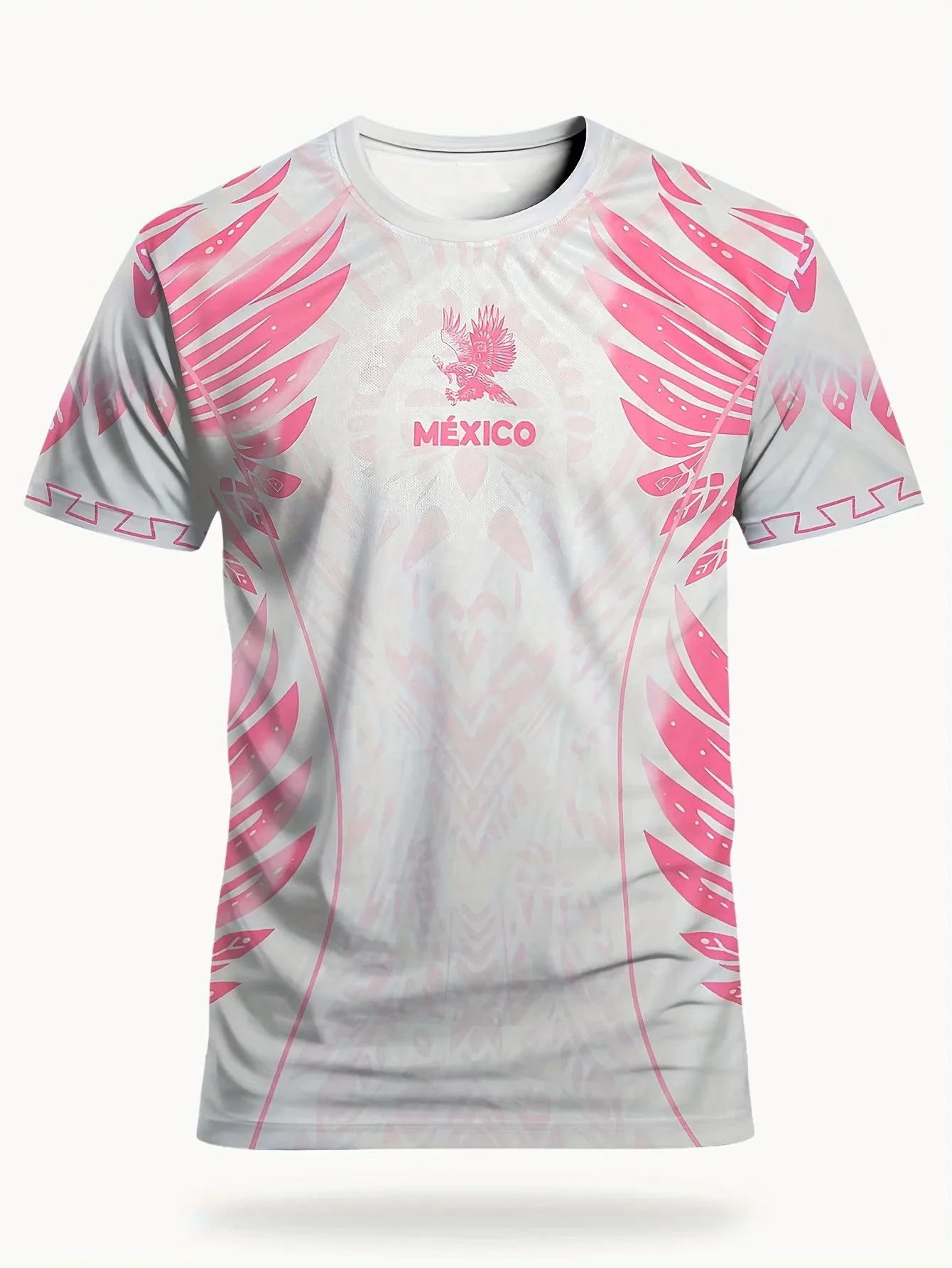 قميص كرة القدم المكسيكي للرجال وأزتيك برقبة دائرية، قميص رياضي مريح ومطبوعات حضارة الأزتيك والمايان ومناسبة لـ #5