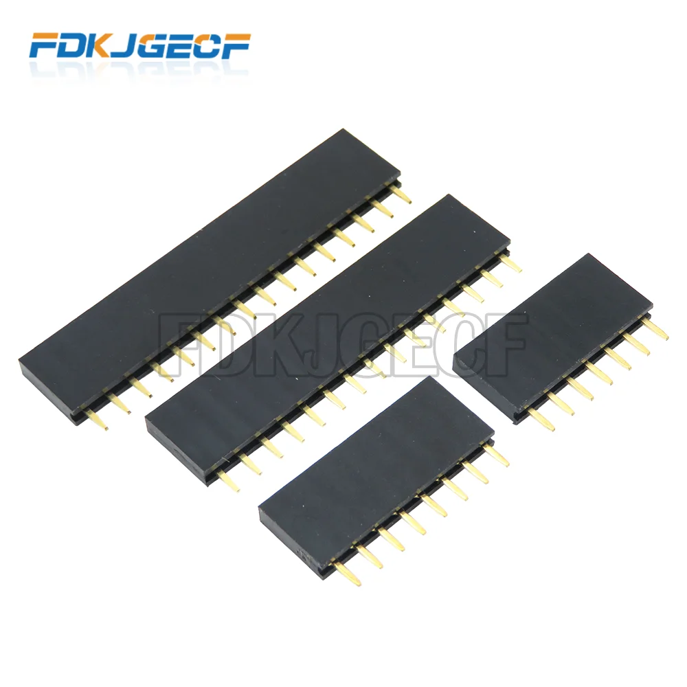 10pcs Single Row Female 2.54mm 2~40P PCB socket Board Pin Header Connector Strip Pinheader 2/3/4/6/10/12/16/20/40Pin For Arduino