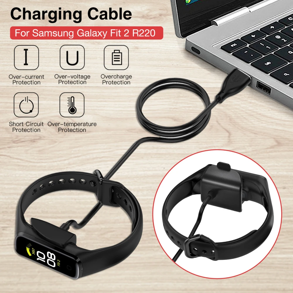 Usb Charger Cable Cord Charging Dock Sturdy Black For samsung-galaxy Fit 2 Smart Band Travel Charger Fast Charging Charger 100cm