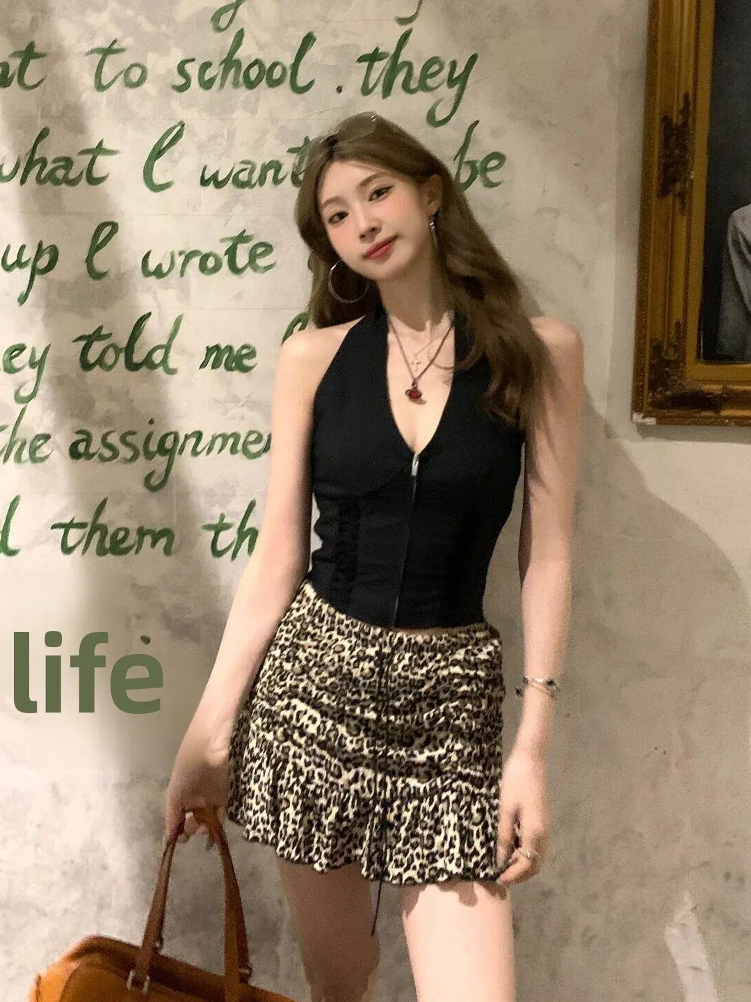

Braided Strap Crop Top Women Summer Fashion Tight Zipper Base Shirt Short Style Belly Show Cotton Material Commute Style