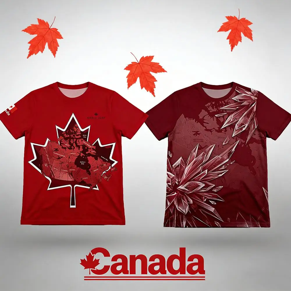 

Canada Map Maple Leaf T-shirt Men Women Sports Breathable And Quick-drying Football Jersey Tees Fashion Casual Short Sleeve Top