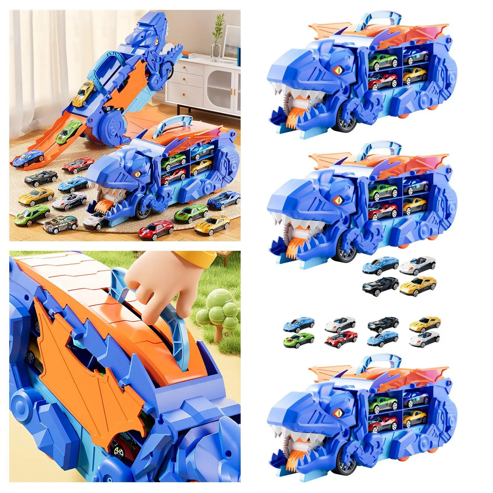 Dinosaur Truck Toy with Diecast Metal Toy Cars for Kids Boys Girls Gift Toys