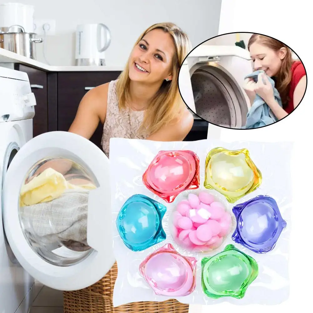 Cuentas de lavandería 7 en 1, cápsula líquida detergente, bola, cuentas de fragancia, difusor de ropa suave, Perfume para lavadora, herramienta V9A8
