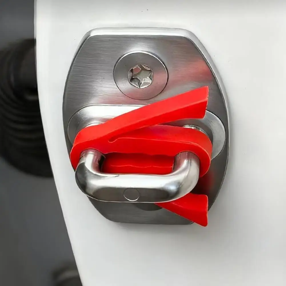 4Pcs Car Door Lock Damper Silicone Shock Absorber Cover Protector Anti-Collision Quiet Door Closing Latch Striker Protection