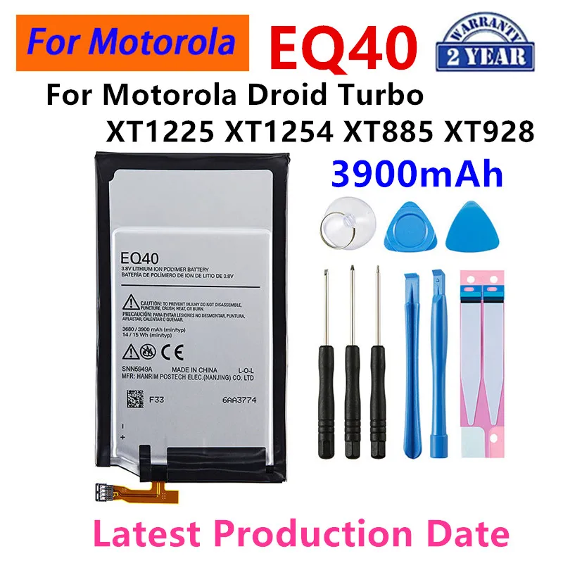 100% Original EQ40 3900mAh Battery For  Motorola Moto Droid Turbo XT1225 XT1254 XT885 XT928 Mobile phone Batteries+Tools