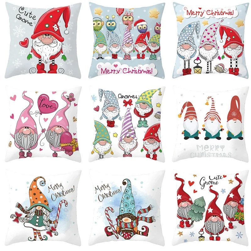 

Home decoration Cartoon cute Santa Claus printed polyester pillowcase Cushion cover for bedroom living room funda de almohada