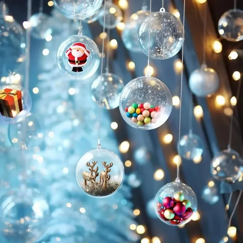 Transparent Fillable Christmas Balls Xmas Tree Hanging Pendants Hollow Ball Ornaments DIY Wedding Party Decoration 10/8/6/5cm