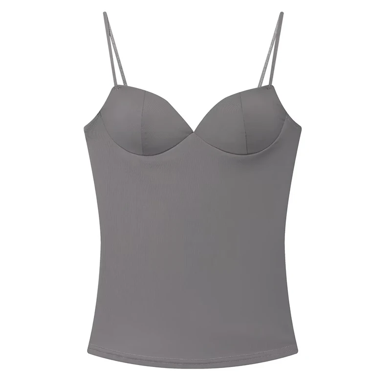 HXAO Mouwloze Crop Tops Voor Vrouw Corset Hemdje Bruin Top Vrouwen Bodycon Backless Sexy Tops Met Bandjes Bustier Tank Tops
