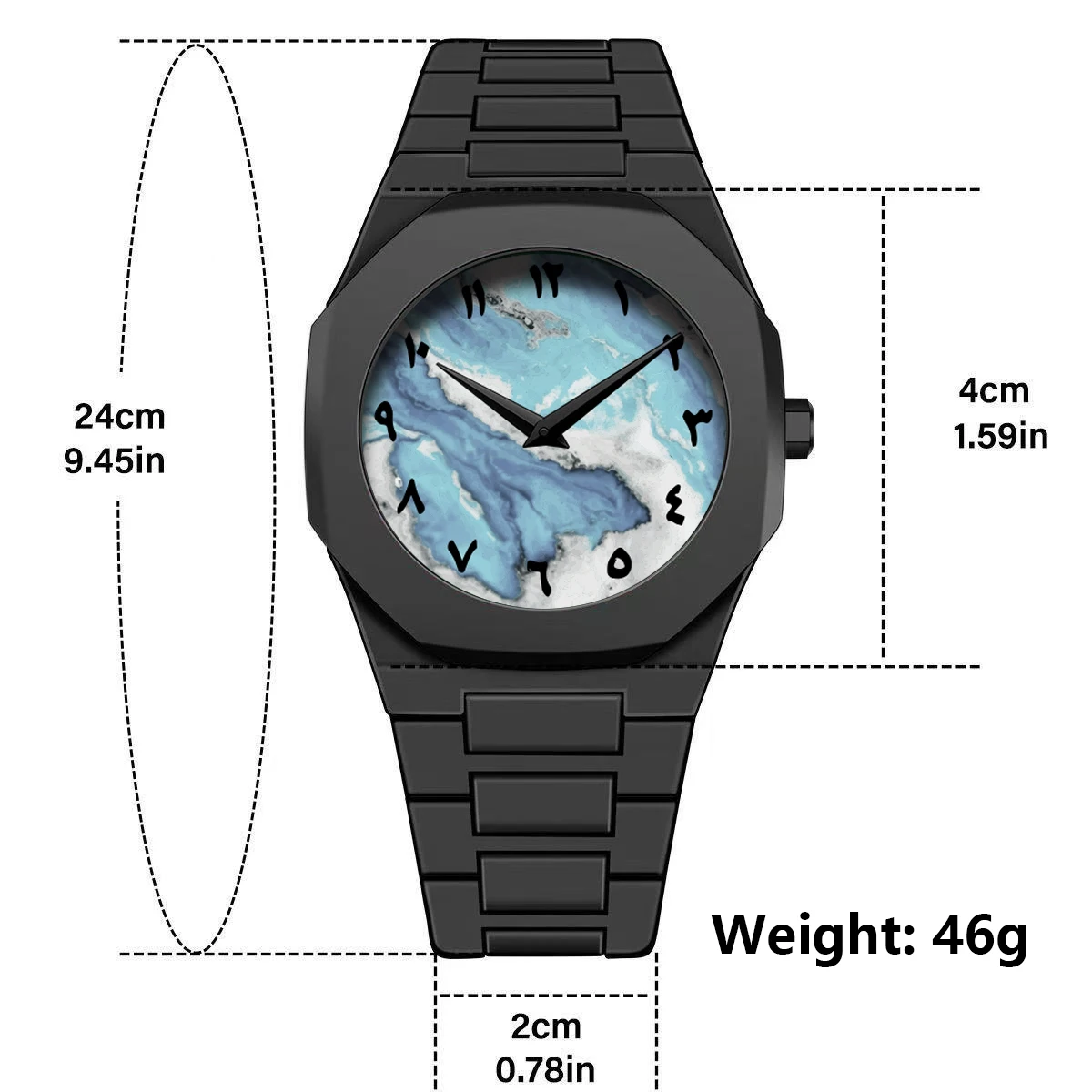 GOGARAMA Personalized Custom Brand Logo Blue Dial Arabic Numerals Quartz Men's Business Watch - view 4
