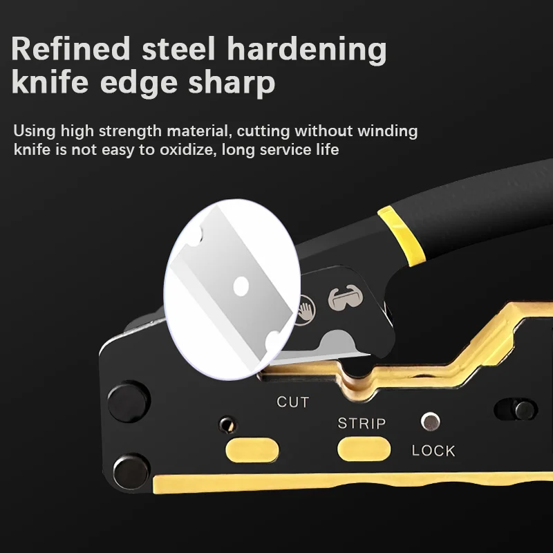 RJ45 Versatile Crimp Tool Pass Through Crimper Cutter for 6P/8P/8C Modular Connector Ethernet All-in-one Wire Tool