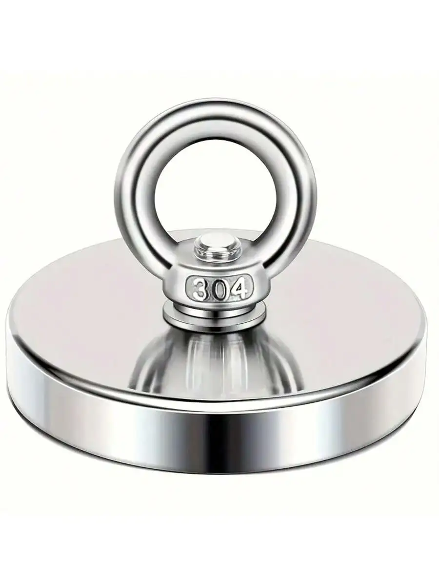 Ultra-Strong 32mm Rare Earth Magnet with Hanging Ring & Rope - Perfect for River, Deep Sea & Lake Rescue Fishing Kit