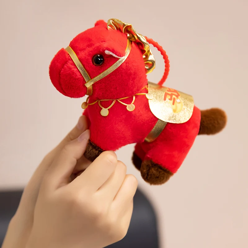 Новогодний талисман Kawaii, красочная маленькая лошадка, плюшевые игрушки, красивая мультяшная лошадь, подвески, кукла, великолепный праздничный декор