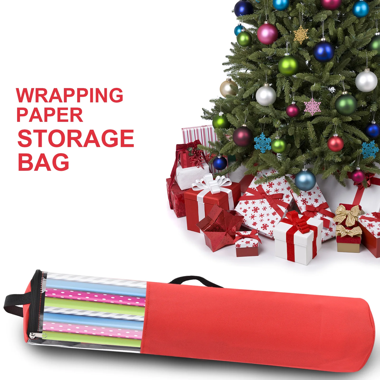 Xmas Gift Wrap Organiser Waterproof Gift Wrapping Organizer Christmas Wrapping Paper Storage Bag Zippered Rolled Ribbons