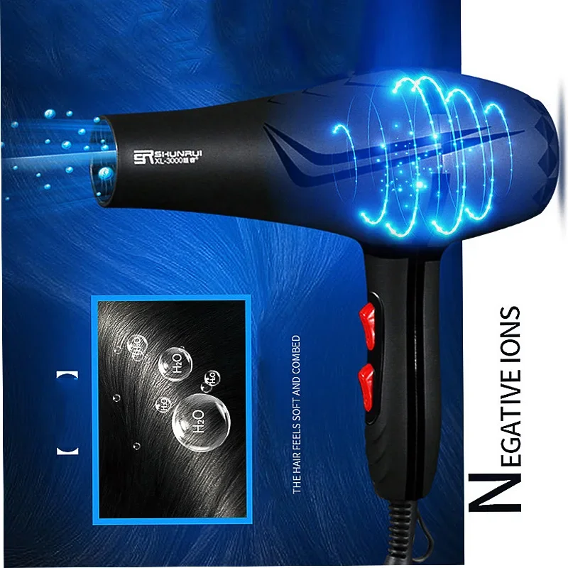 Professional Negative Ion Hair Dryer - Salon Quality Blu-ray Blow Dryer with Nozzle and Diffuser