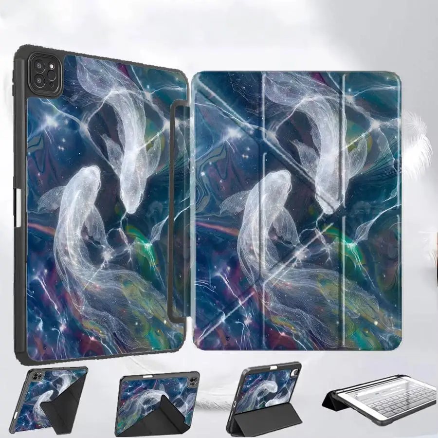 

Creative Cartoon Goldfish Holder Cover Tablet Case For iPad Pro 2025 Pro 11th 10th 9th 8th 7th 12.9inch Mini 6 7 Air 4 5 M3 M2