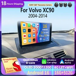 Android 16 Carplay Car Radio For Volvo XC90 XC 90 2004 - 2014 Navigation Multimedia GPS Player Stereo WiFi+4G video Head Unit BT