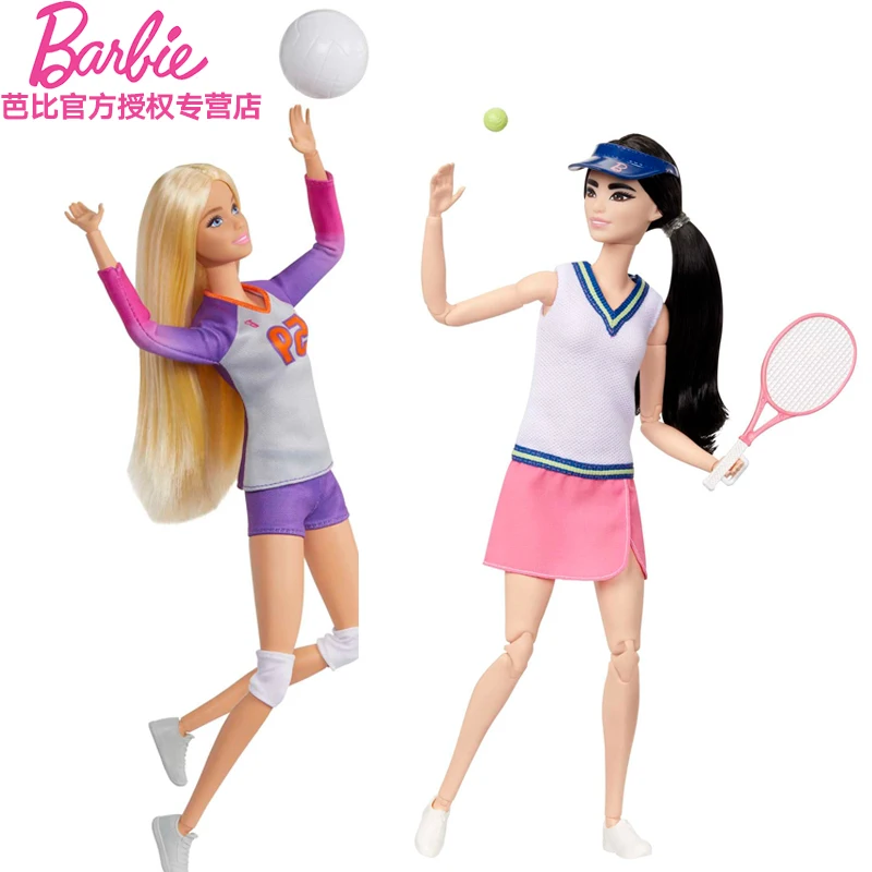 Genuine Barbie Deluxe Style Dolls Pink Dress Outfit Blond Hair Knot Bow Accessories Mesh Tights Toys For Girls Sweet Gift