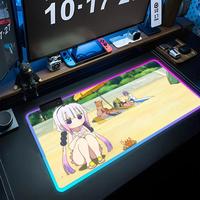 Miss Kobayashi's Dragon Maid Kobayashi Kanna     Mouse Pad RGB Computer Mouse Mat Gamer Keyboard Pads 900x400 XXL LED Game  Larg