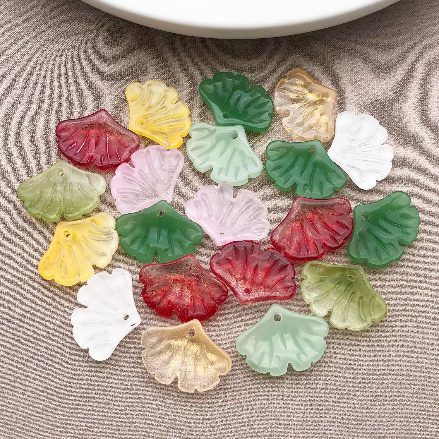 20pcs 15x20mm Color Glass Leaves Pendant Beads Small Ginkgo Leaf Pendants For DIY Jewelry Making Earrings Necklace Accessories image 6
