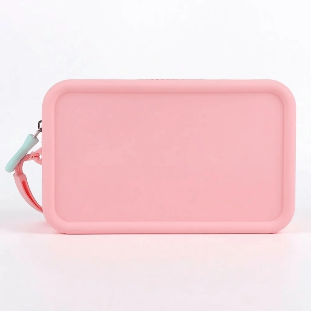 

Модная однотонная косметичка из силикона, квадратная сумка для хранения с ручкой, прямоугольная сумка для макияжа, органайзер для туалетных принадлежностей