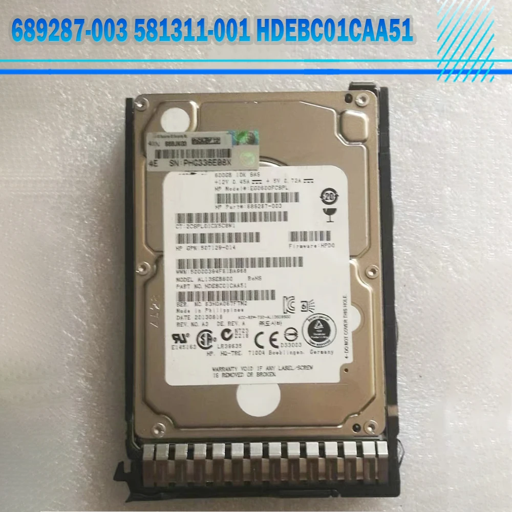 

689287-003 581311-001 600G SAS 10K 2,5 ''HDD HDEBC01CAA51 для HP