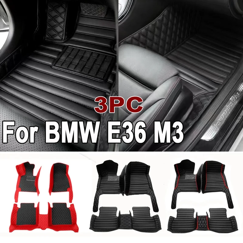 Custom Automotive Car Floor Mats For BMW E36 M3 1995 1996 1997 1998 1999 Auto Luxury Leather Men Women Car Mats Full Coverage