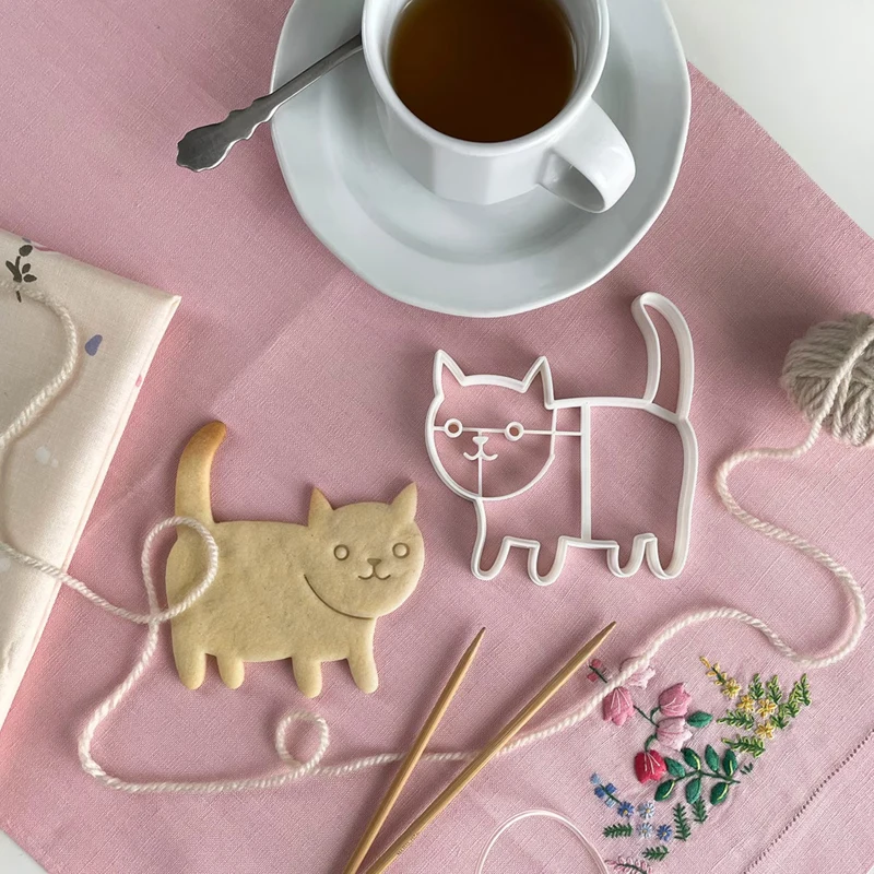 DIY Cute Cookie Cutters Mold Cat Kitty 3D Cookie Type Pastry Mold for Baking Kids Children Bakeware Kitchen Accessories