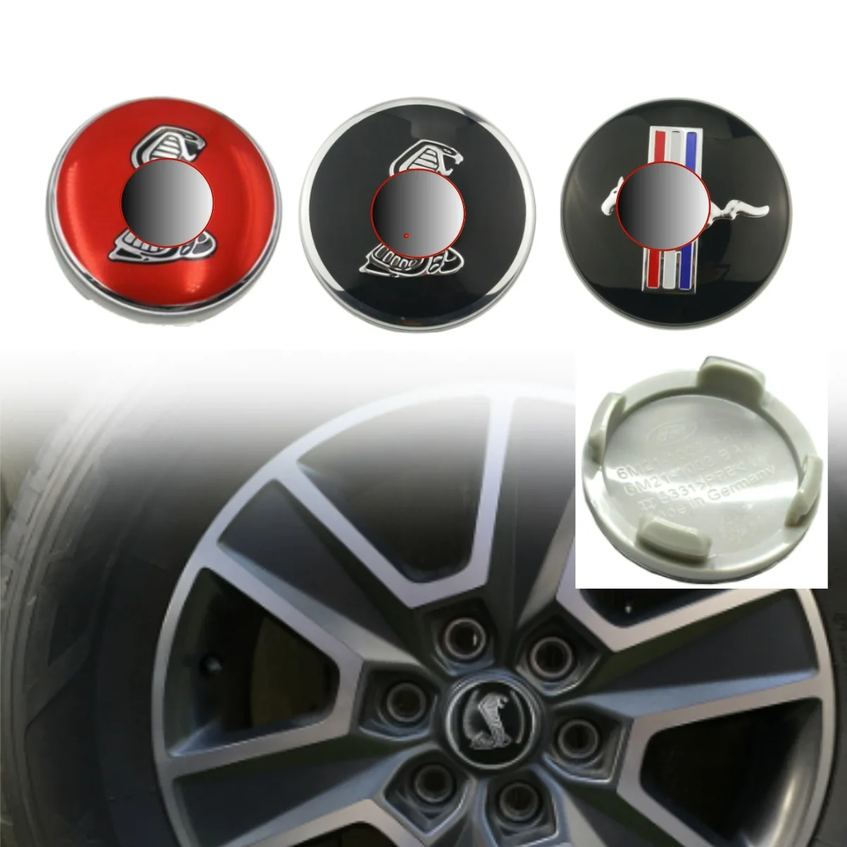 4PCS 54MM Car Wheel Rims Center Hub Caps“Mustang, Cobra”Logo 3-colors Available For Ford Car Accessories