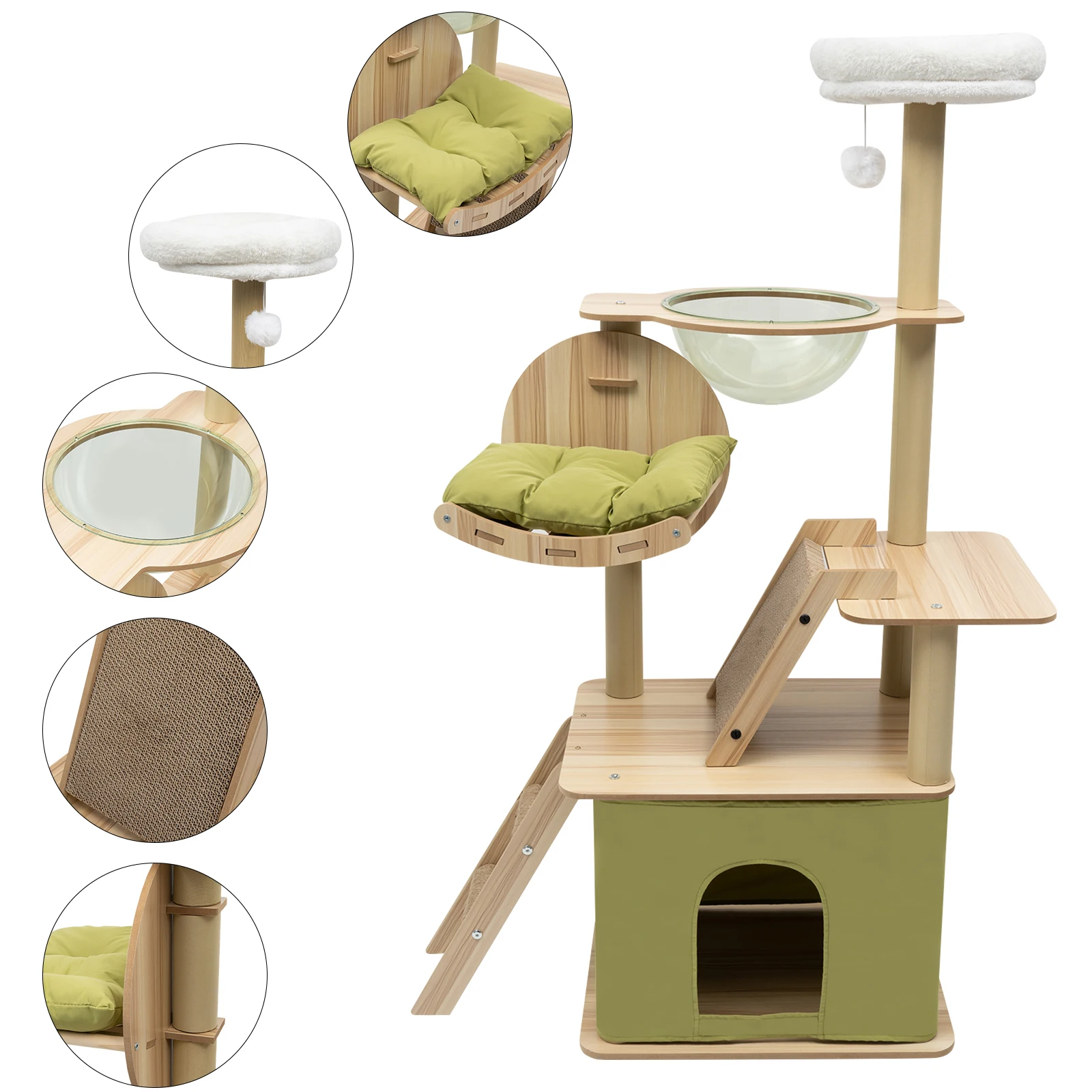 Multi-Level Cat Tree Tower Pets Play Tree Climbing Jumping Toy Frame with Scratcher and Soft Cushions