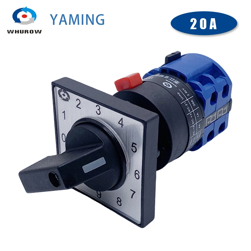 LW26-20/2S1 0-9 Positions Rotary Switch 20A Silver Contact For Machinery Power Distribution Systems Electrical Equipment