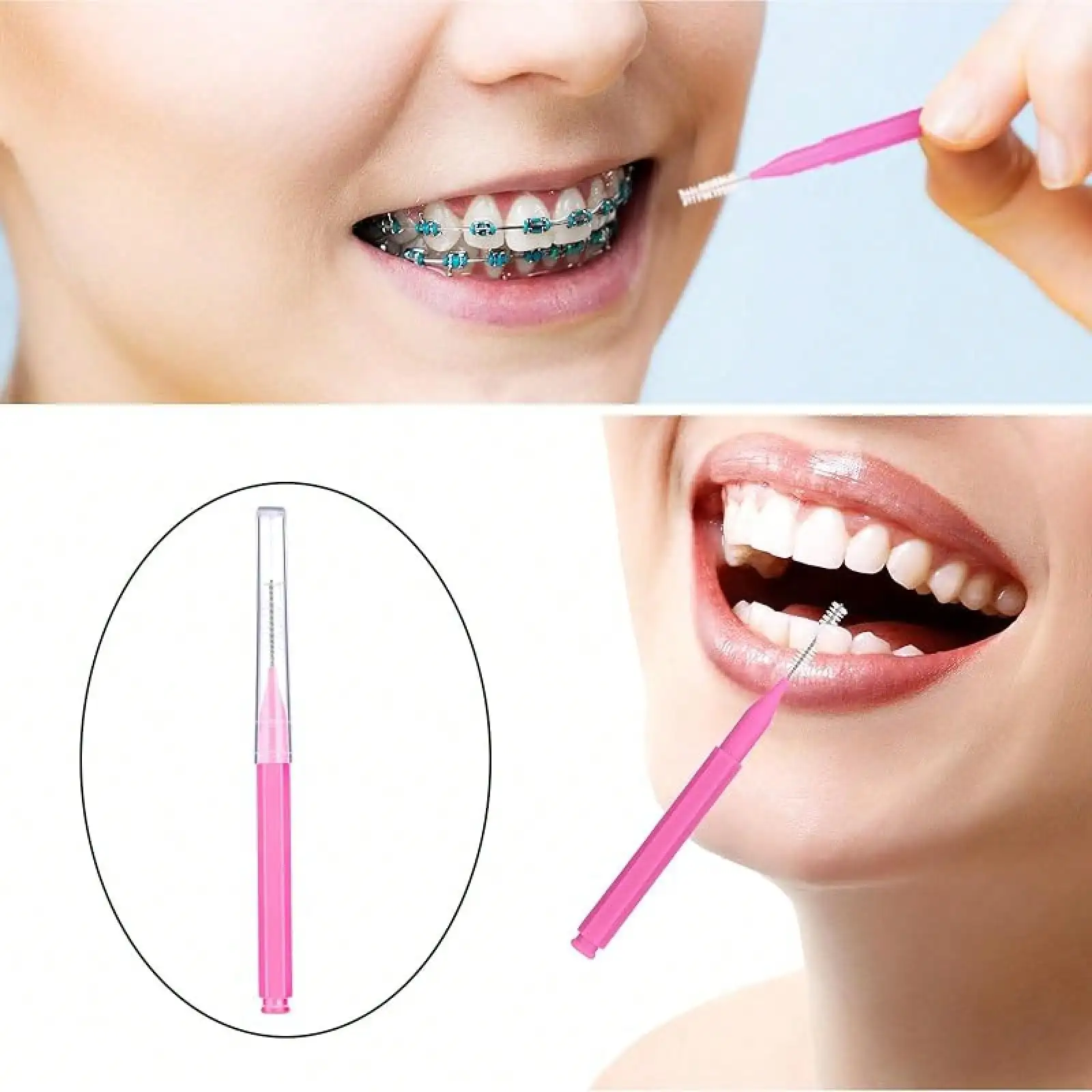 100Pcs Interdental Brush Toothpick Dental Tooth Flossing Head Oral Dental Hygiene Flosser Cleaners Tooth Cleaning Tool
