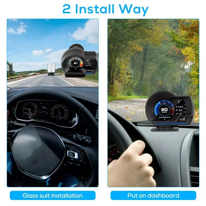 Car Head Up Display OBD II+GPS Smart Gauge High Definition Speedometer OBD Fault Code Elimination Safe Driving