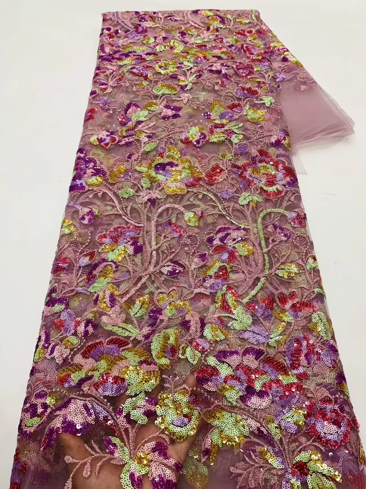 

Luxury African Sequins Net Fabric High Quality Nigerian French Mesh Tulle Lace Fabric For Sewing Wedding Party Season