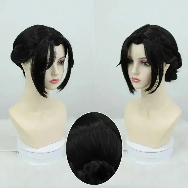 

25COSGame Identity V Доктор Эмили Дайер Косплей Парик Черная прическа + бесплатная шапочка