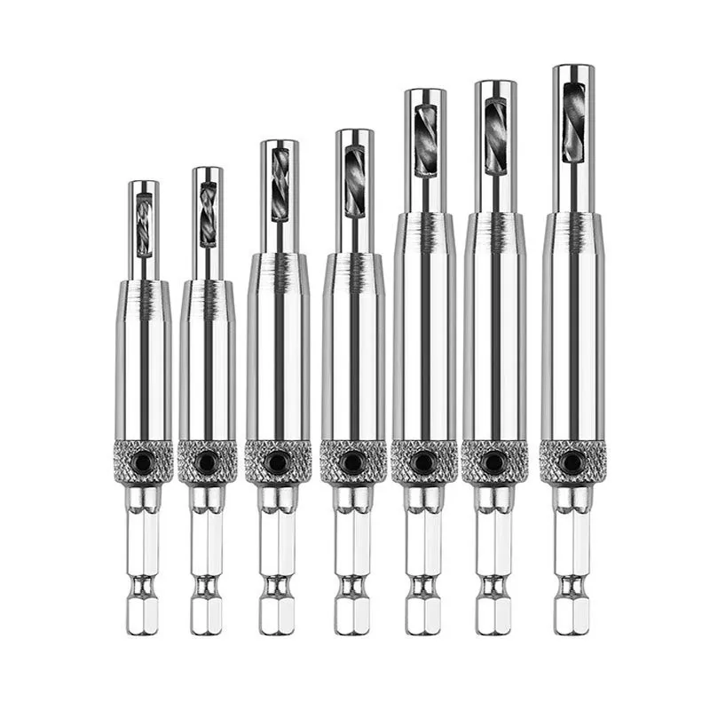 Meikela HSS Self Centering Hinge Drill Bit Door Cabinet Hinge Locating Hole Cutter Woodworking Tool 3/4/7/8PCS Center Drill Bit